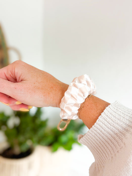 Checkered Scrunchie Keychain