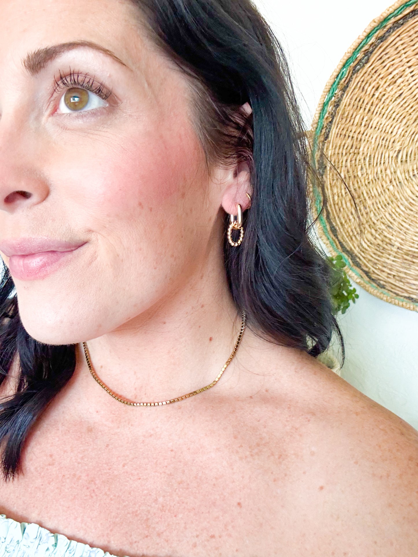 Double Hoop Gold Drop Earrings