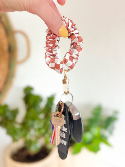 Checkered Scrunchie Keychain