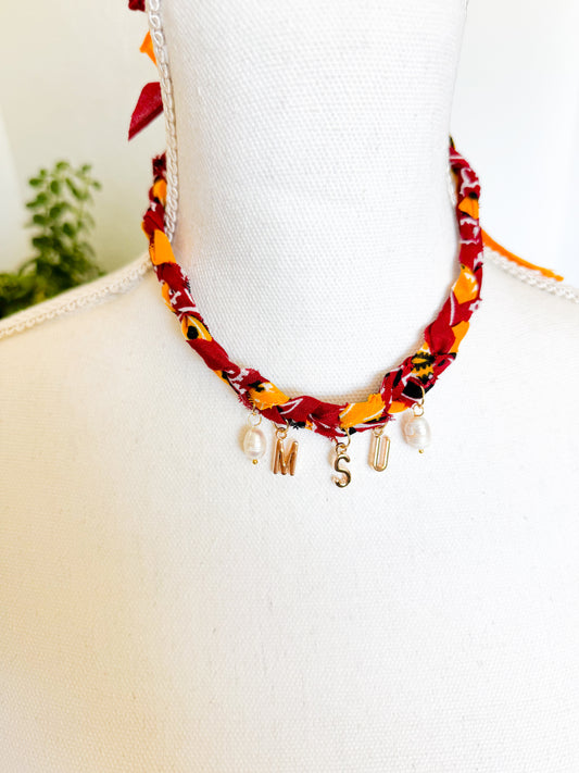 School Pride Braided Bandana Necklace