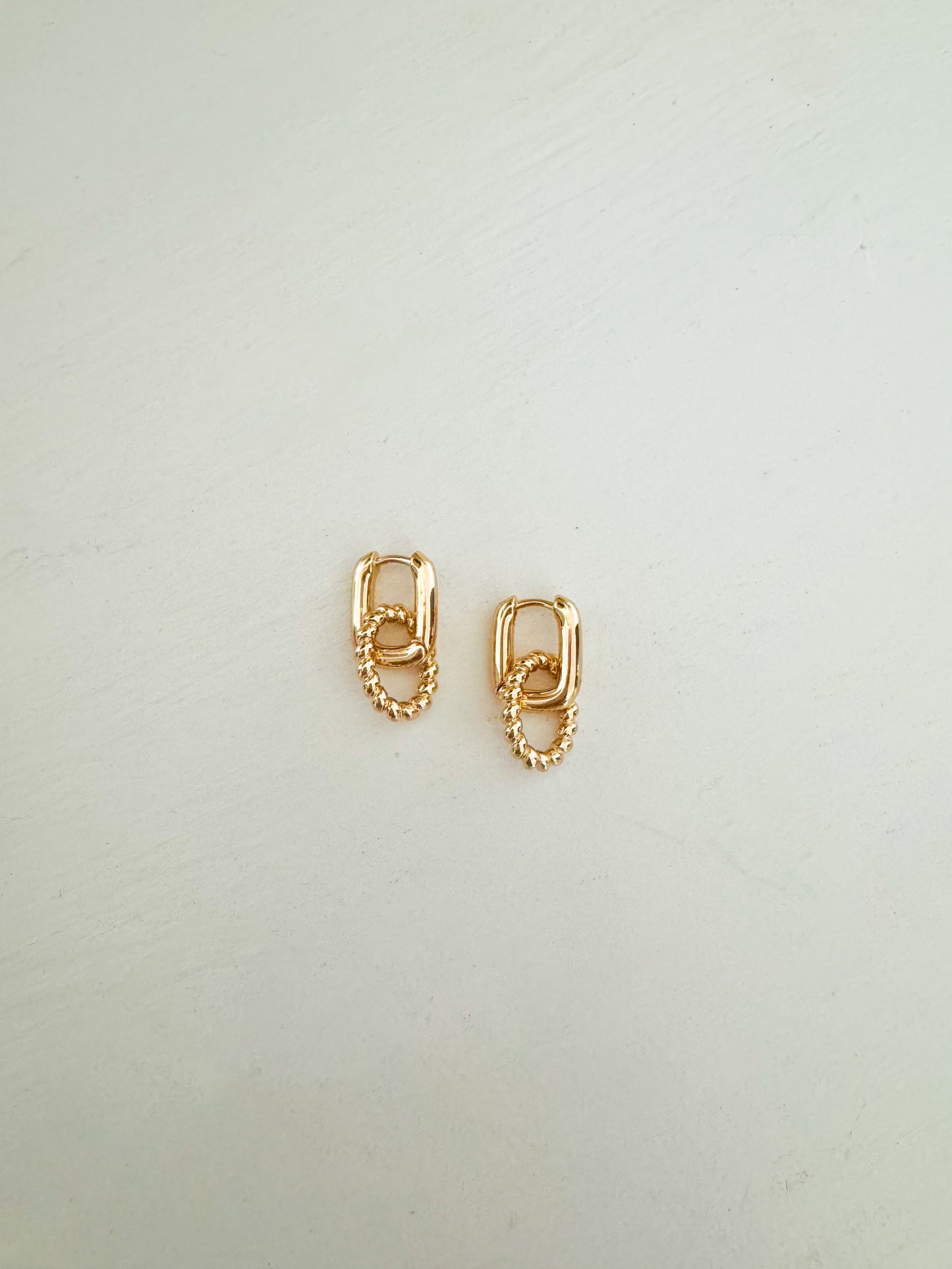 Double Hoop Gold Drop Earrings