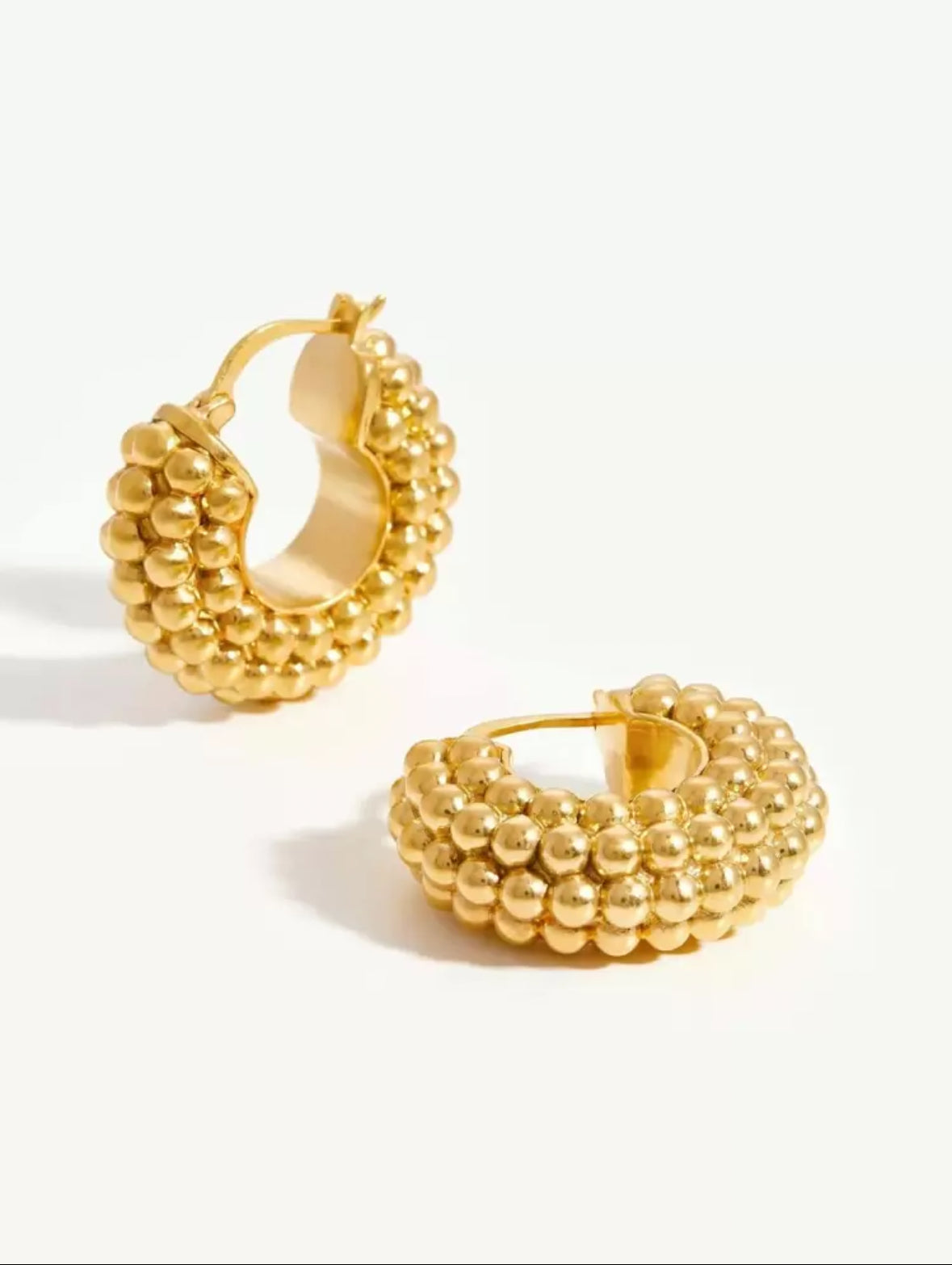 Bold Beaded Gold Hoop Earrings
