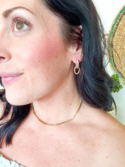 Double Hoop Gold Drop Earrings