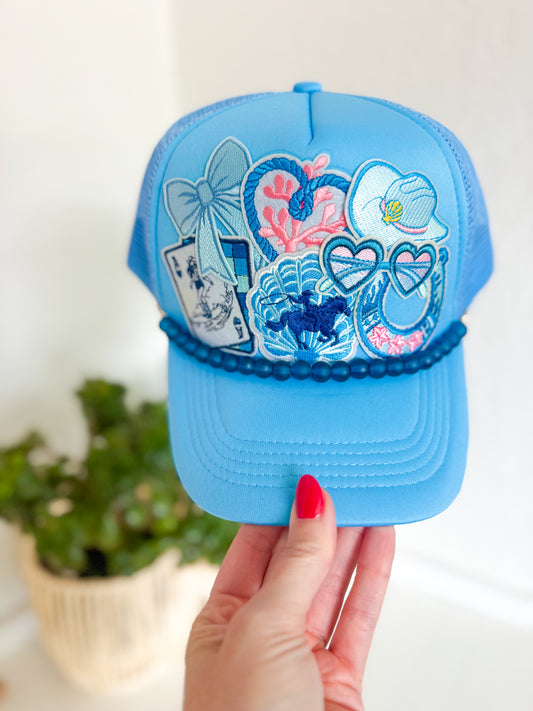 Blue Beach Babe Custom Patch Trucker Hat