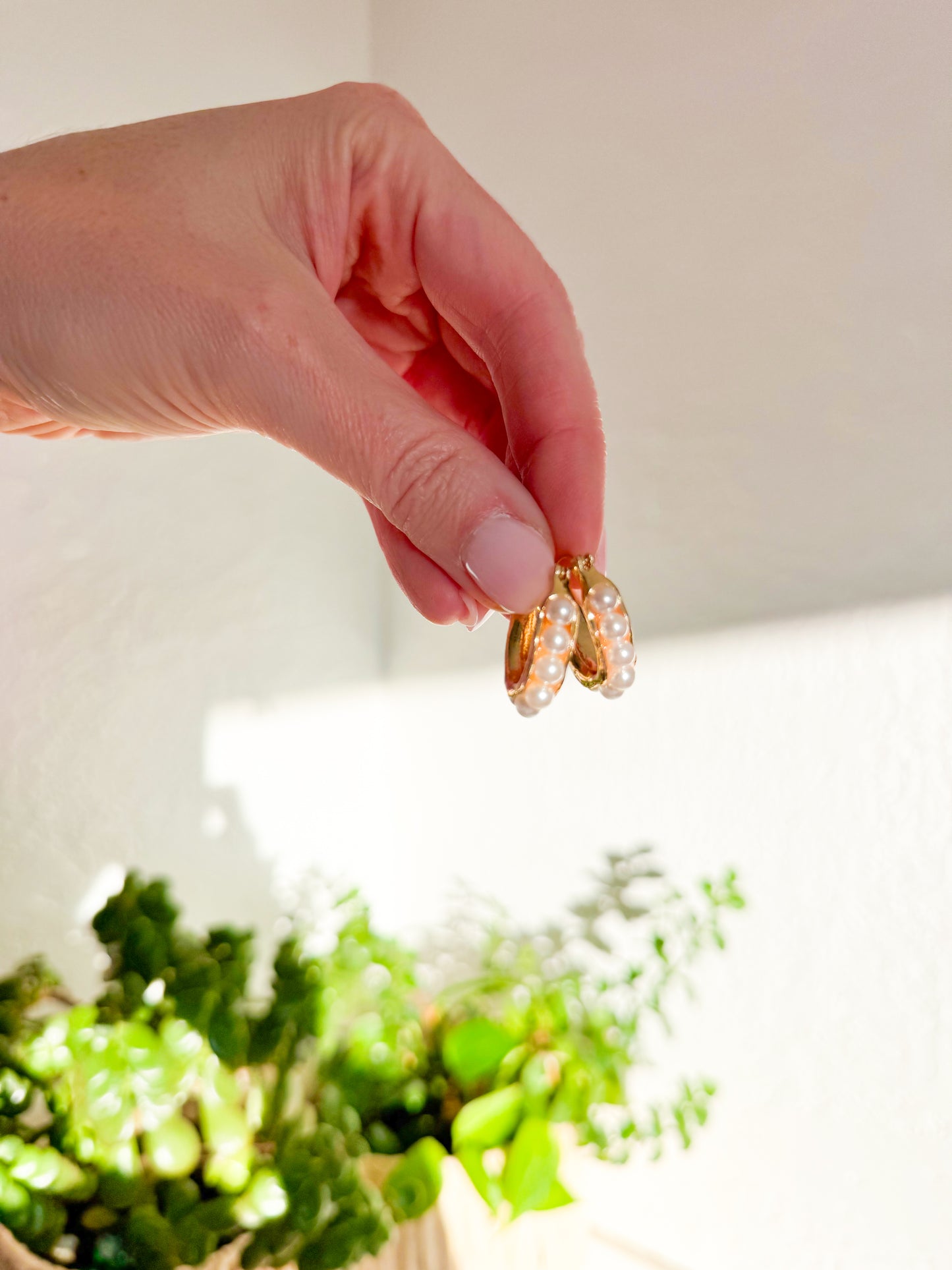 Pearl Huggie Earrings