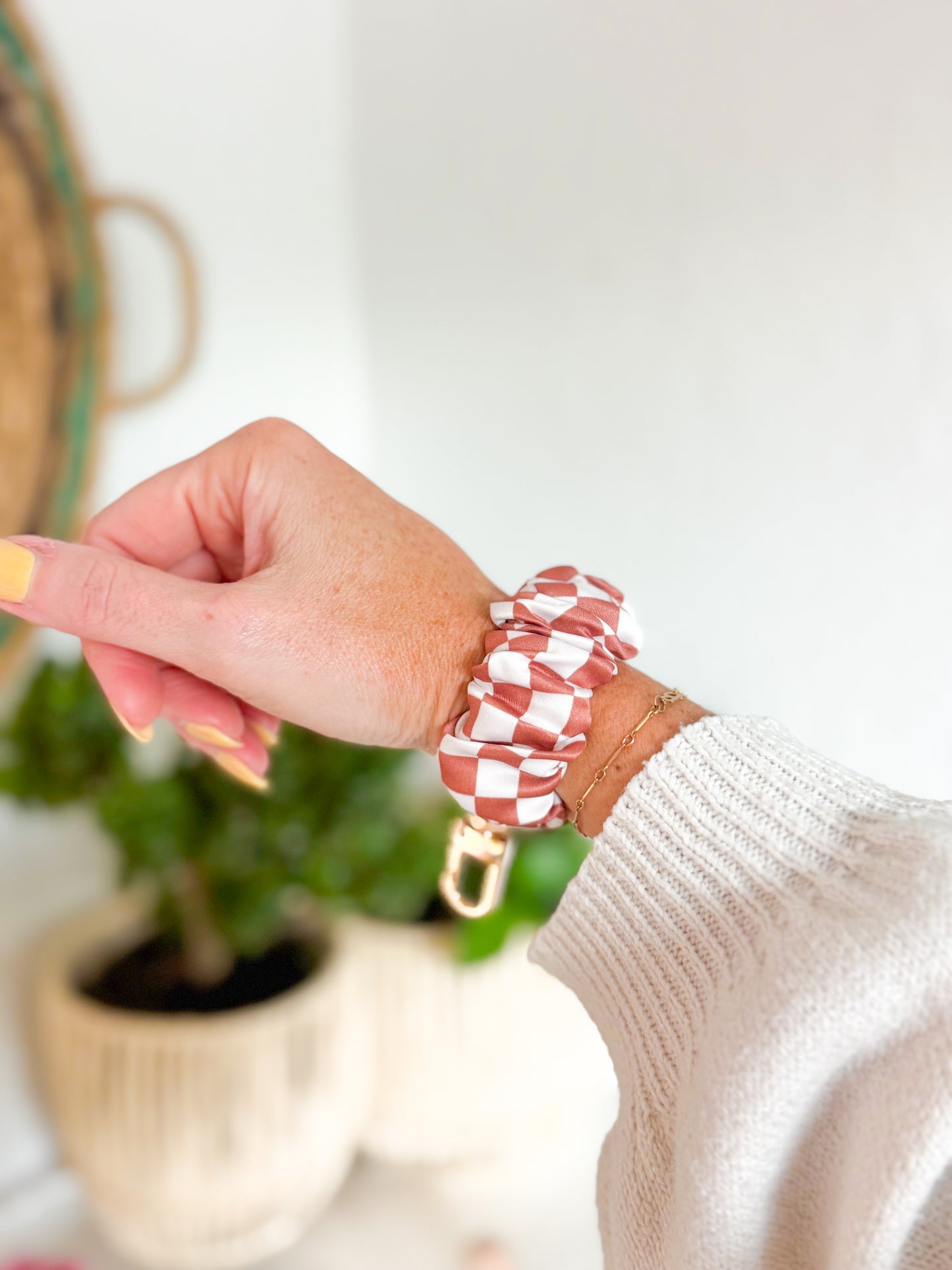 Checkered Scrunchie Keychain