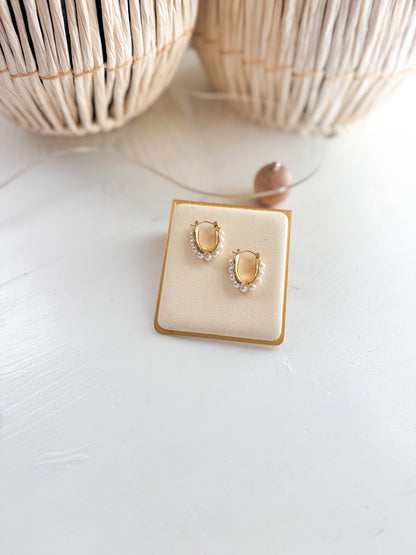 Pearl Huggie Earrings