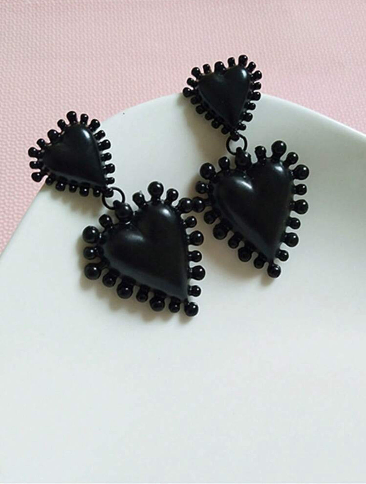Black Heart Statement Earrings